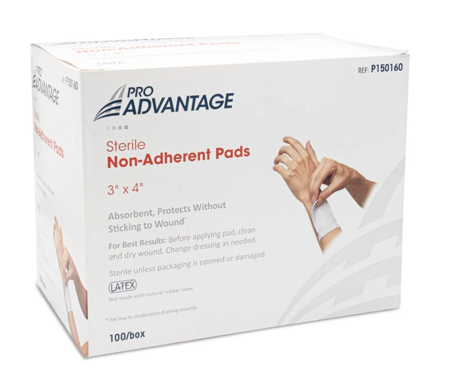Pads Non-Adherent Dressing ProAdvantage Nylon / Polyester 3 X 4 Inch Sterile (100/BX 12BX/CS) by Pro Advantage  ID P150160